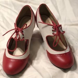 Red and white Oxford Heels